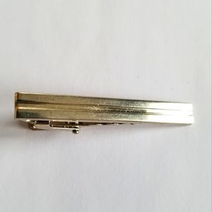 Vintage tie clip pale gold tone metal tie bar mens jewelry